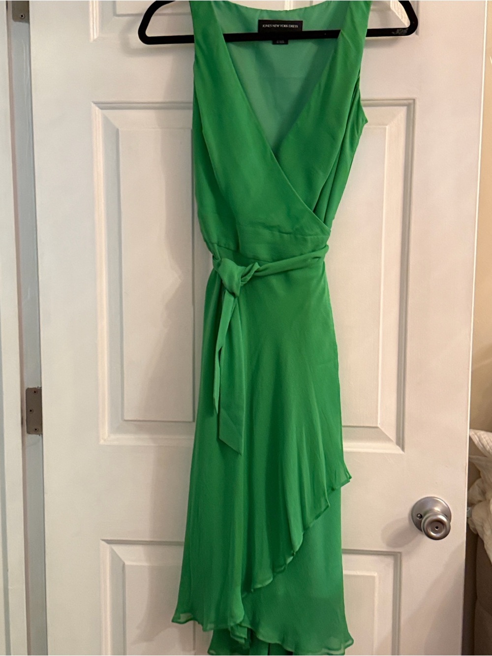 Jones New York Emerald Green Wrap Dress with Asymmetric Hem